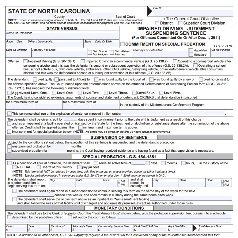 DWI Judgment Suspending Sentence 2011