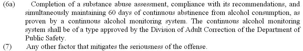 NCGS Mitigation factors